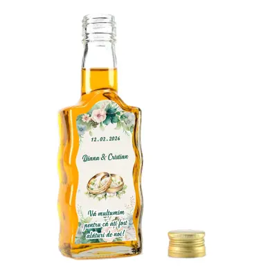 Sticla decorata nunta, 200 ml, model stof 2 004